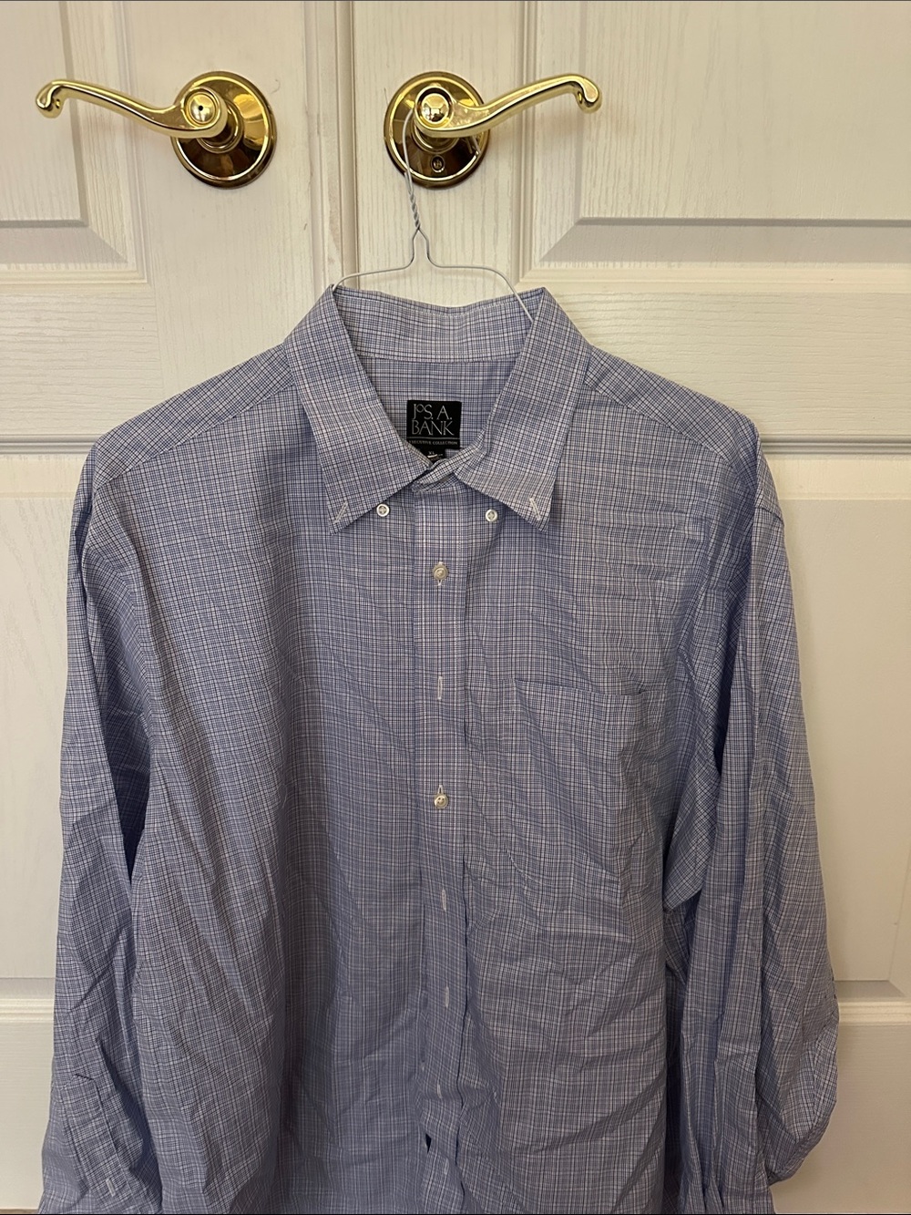 Jos. A. Bank Blue Plaid Button-Down Dress Shirt